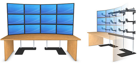 12er Multimonitor Halterung mit Bodenstand